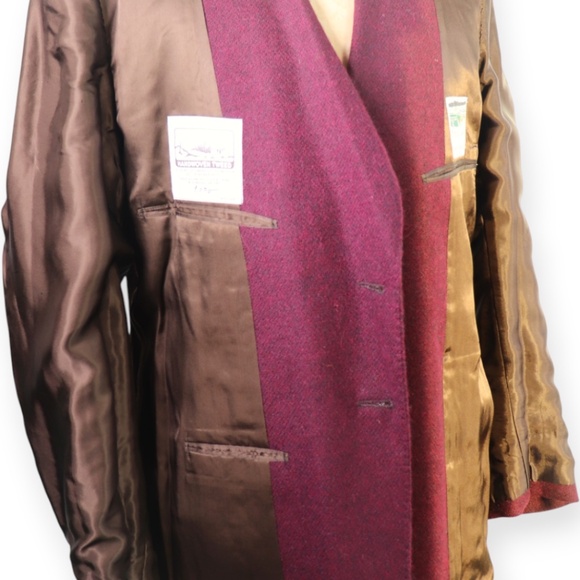 Vintage Mens Bespoke Handwoven Donegal Tweed Purple Wool Jacket - Picture 13 of 15